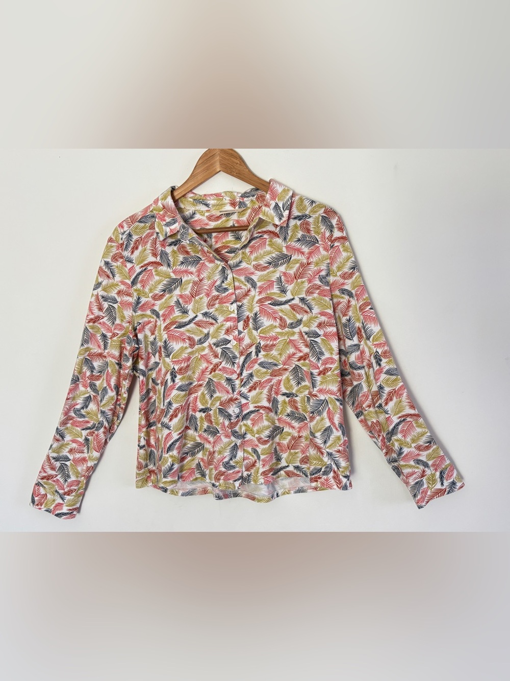 Woolovers Women's Colorful Organic Cotton Modal Button Shirt Size Large *B46